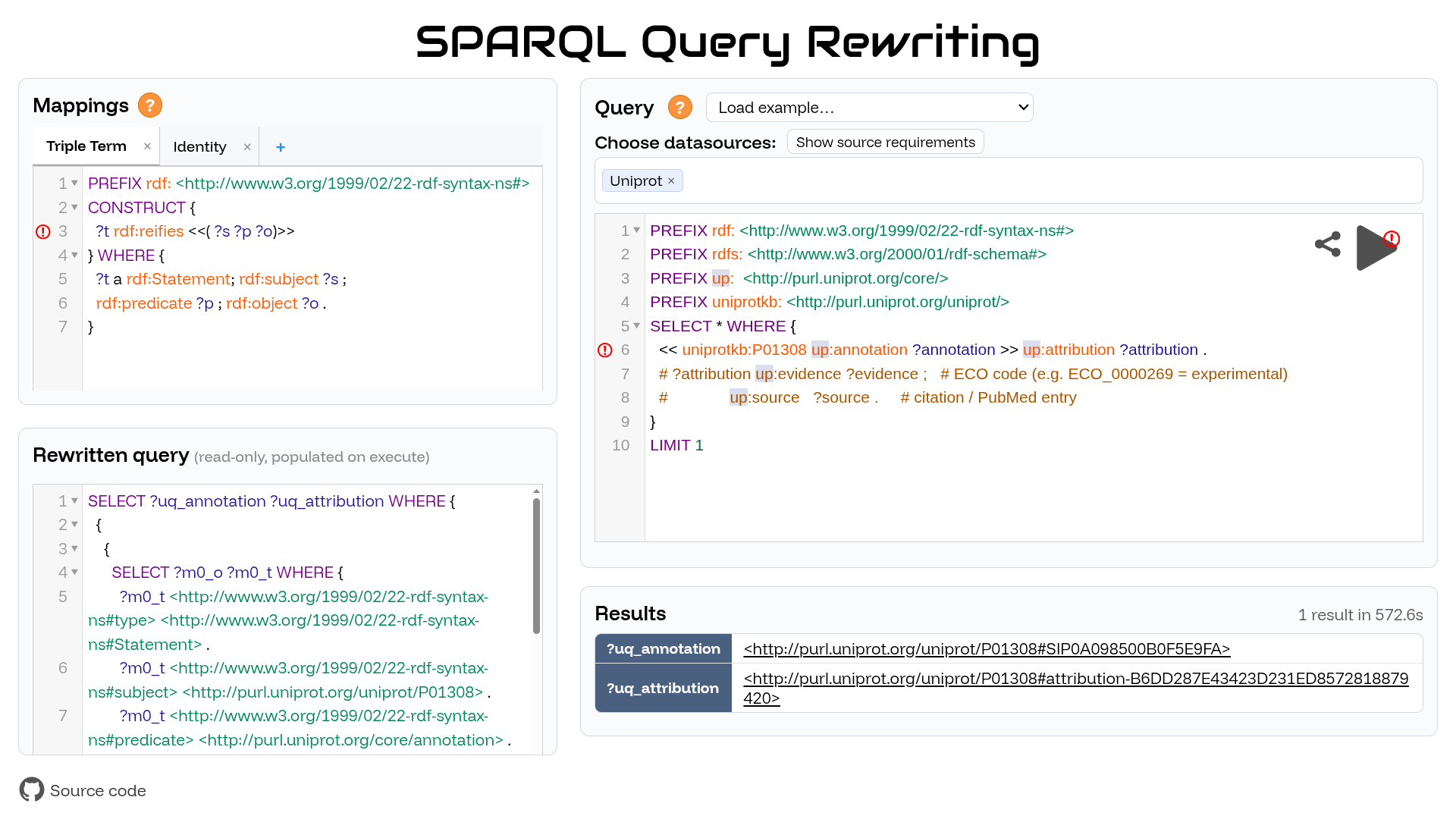 A screenshot of the demonstration webUI